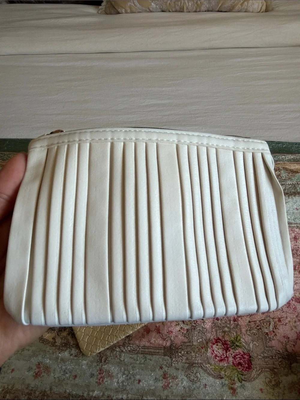 Ipsy Mini Makeup Bag 4Pc Bundle/Cream and Gold Multi-Pouch Clutch/New